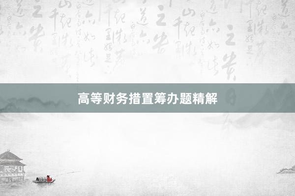 高等财务措置筹办题精解